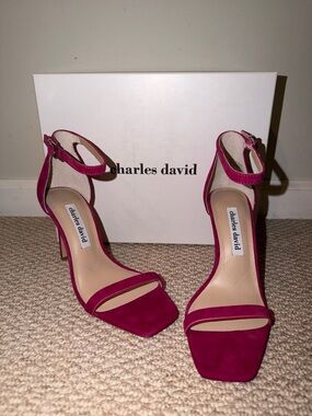 Charles David Suede Ankle-Strap Heels, Size 7.5